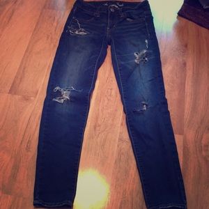 AE Super Stretch Dark Ripped Jeans
